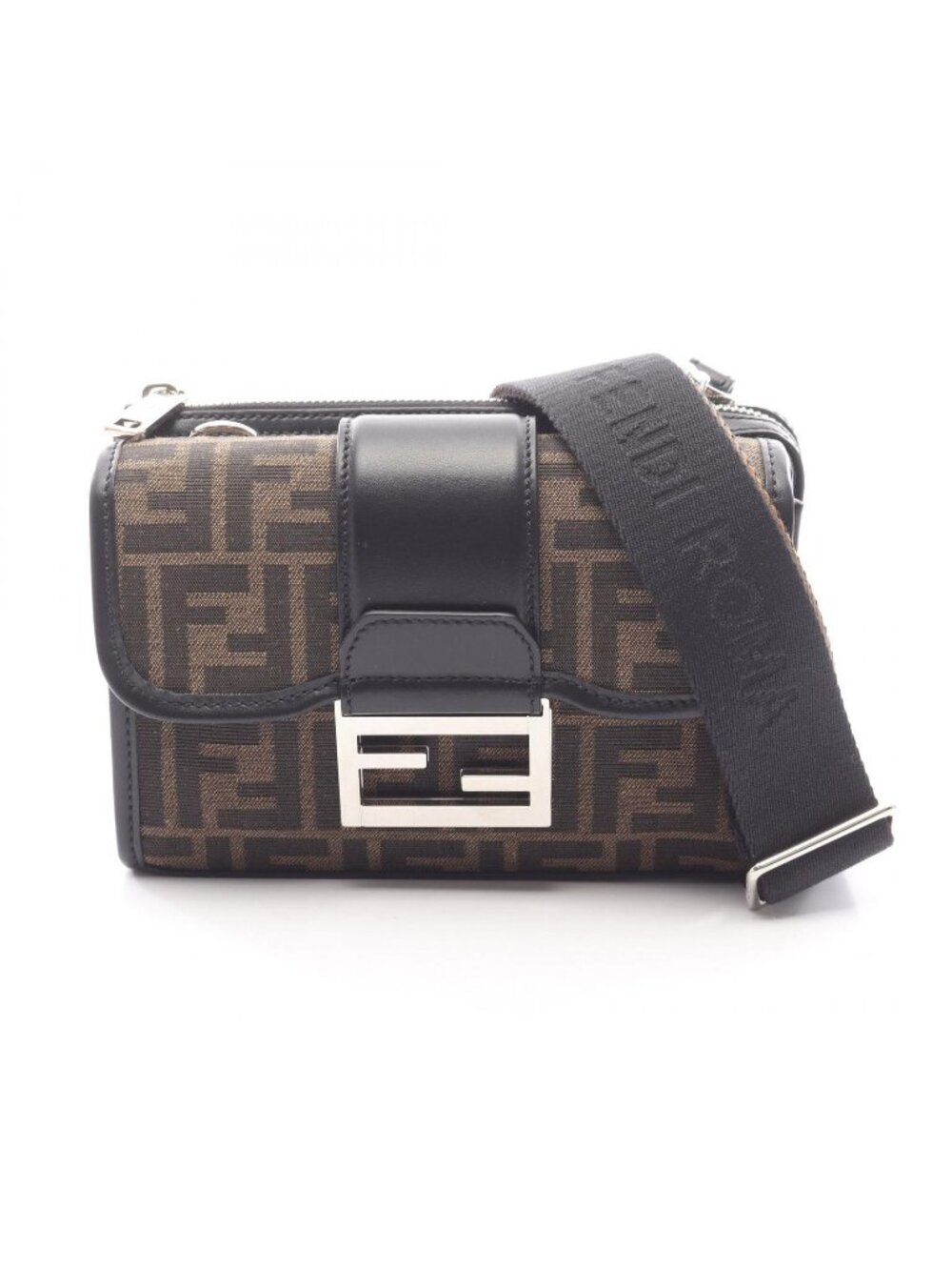 Fendi Shoulder Bag Double Baguette Canvas Leather